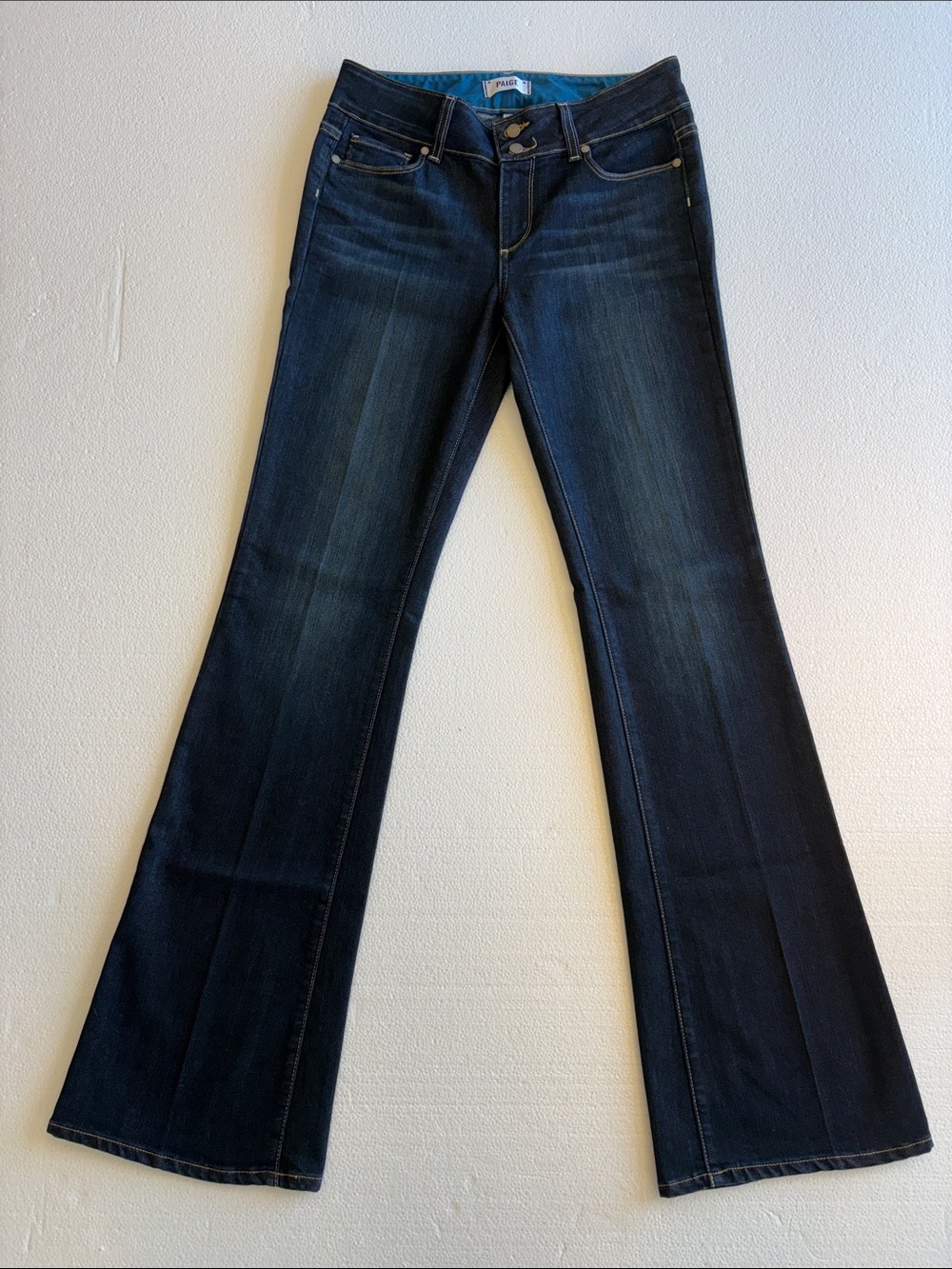 PAIGE Hidden Hills Mid Rise Bootcut Denim Jeans, Super McKinley size 29, insm 35